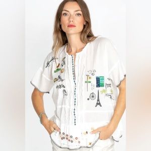 NEW Johnny Was Voyage Blouse In White